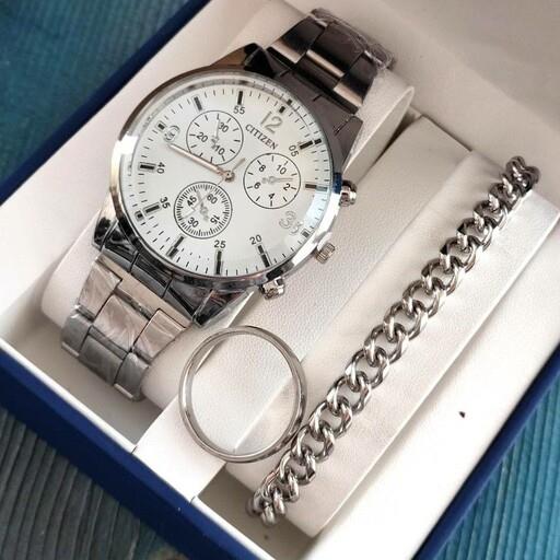 ست مردانه ساعت سیتیزن همراه با دستبند و انگشتر